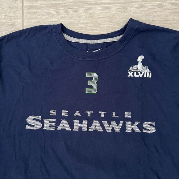 Nike 2013 Super Bowl XLVIII Seattle Seahawks Wilson 3 Jersey Shirt 2XL - Picture 2 of 5